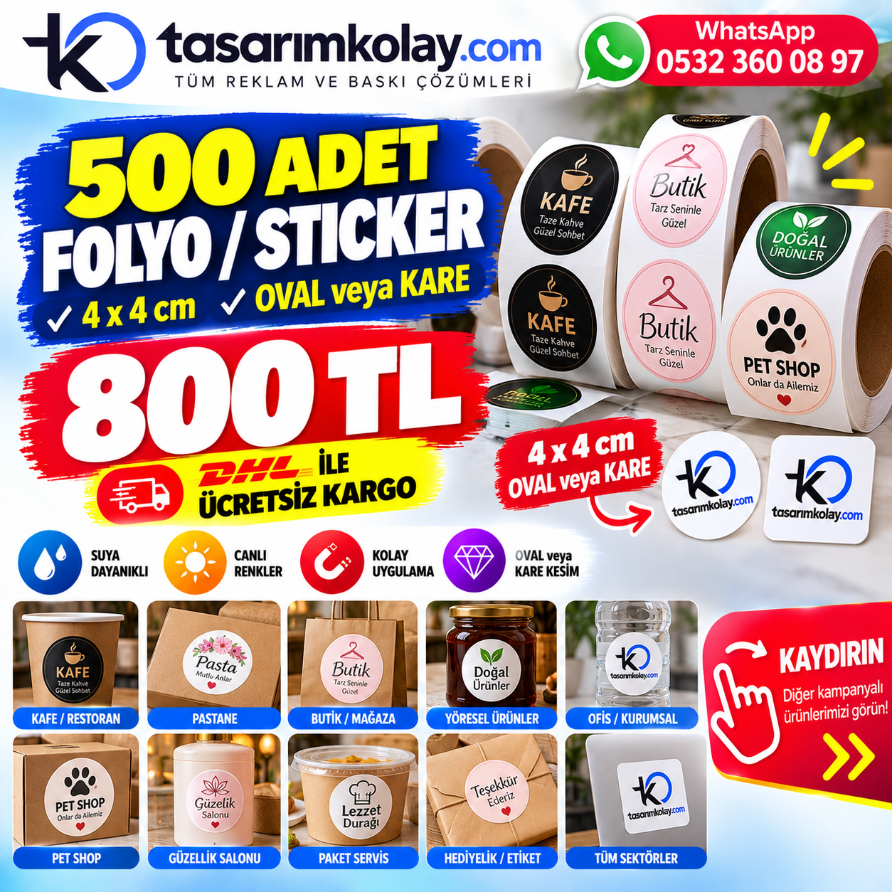 500 Adet Baskes/Folyo Etiket